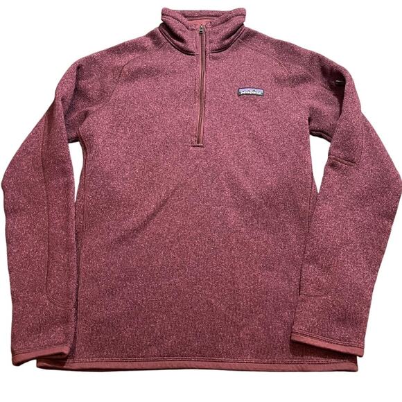 Patagonia Fleece Womens Medium Red Purple Better Sweater Quarter Zip Jumper Lady - Picture 1 of 9